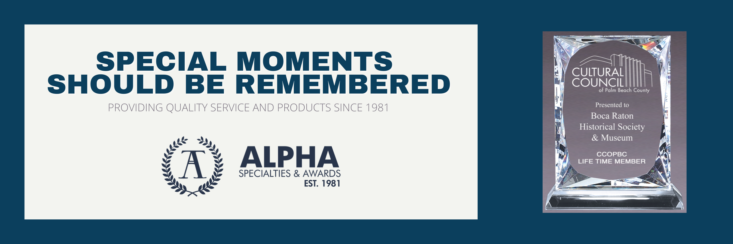 Alpha Specialties Awards, Signs, Apparels and Promotionals Items.